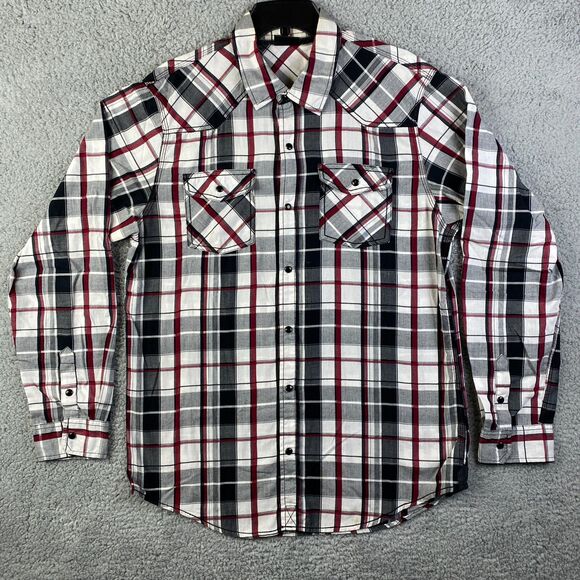 Burnside360 Shirt Mens Large Plaid Button Up Flannel Long Sleeve - Picture 1 of 14